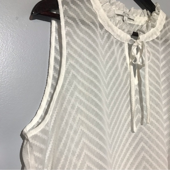 2 for $20. Alfred Sung White Ruffled Neck Line with Tie closure. Size Large - Picture 4 of 12